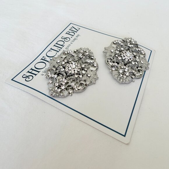 Silver Embellished Shoe Clips - Picture 3 of 10